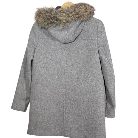 J Crew Vail Parka Womens Jacket Wool Faux Fur Trim Hood Coat Gray Size 4 - Picture 2 of 10